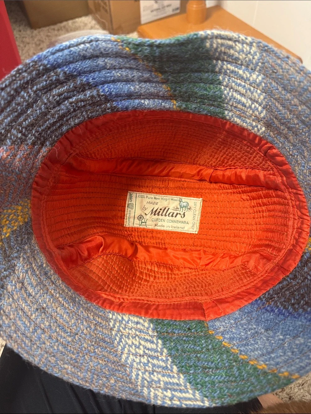 Vintage wool hat plaid women’s - Picture 5 of 7